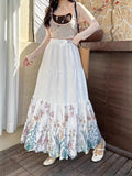 French Rags Hollowed-In Children's Half-Dress Women's Spring Loose Thin Temperament Mid-Long Skirt