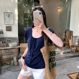 French Design Sense V Tie Loose Lazy And Slack Design Sense Short-Sleeved T-Shirt 2026 New Top