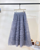 Sweet Heavy Industry Network Saupong Cake Skirt Apricot-Color Lotus Side Layer Feeling Half-Body Skirt Autumn And Winter Horny Fairy Dress