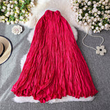 Design Sense Of Irregular Folding High Waist Half-Dress Woman 2025 Summer New Set Of Meat Display Skinny Swing Dress