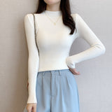 Half-High Collared Bottomed Women 2026 Autumn And Winter New Thin Cloth Cloth With Tight Sweater Slim Thin Knitting Top