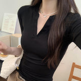 French Single Special To The V-Neck Shoulder Jersey Slimming Slimming 2025 Summer New Hooded