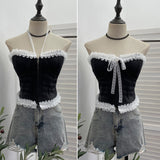 Real Shooting Lace Side With Cowboy Bra Vest Woman Summer With Chest Pad Outside Wearing Short Top 2761