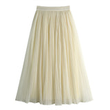 Two Sides Wearing Pit Strip Net Yarn 100-Fold Skirt 2025 Spring And Summer New Ice Silk A-Word Umbrella Skirt In The Long Skirt