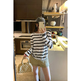 Lazy Wind Loose Sleeve Striped Long-Sleeved T-Shirt Girl Spring 2026 New Thin Shoulder Cover Shirt Top