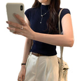 Korean Small Fragrant Temperament High-End Shoulder Sleeveless Knitted Shirt Women Summer 2025 New Slim Top