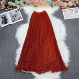 Lace A-Word Skirt Female Long-Skinny High-Rise Thin Elegant Dress In The Long Dress Multi-Colored