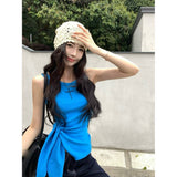 Irregular Sling Vest Women Summer Sleeveless Inside Wearing Blue Slime Strap To The Waistcoat
