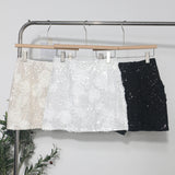 Three-Dimensional Flower Composite Lewd Skinny Dress Hip Skirt Women Summer Anti-Light High-Rise Thin A Short Skirt 9999