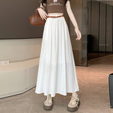 Casual Comfort French Tian Silk Linen Blending Feeling Tight Waist Half-Body A Skirt Umbrella Skirt With Belt