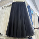 Net Yarn Half Body Cake Skirt Oversized Umbrella Skirt Long Heavy Industry Velvet Wave Point A Font Ponbo Net Yarn Skirt