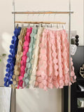 Heavy Industry Three-Dimensional Flower Mesh Yarn A-Word Half-Dress Women Autumn 2025 New Design Sense High-Rise Thin Fairy Skirt