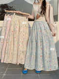 Gentle Han Si Pieces Of Flowers Skirt With High Waist Long Skirt New Loose Thin A Skirt Big Skirt