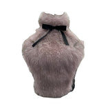 Real-Shot Bow Decorative Hair Splicing Elastic Hanging Neck Vest Outside Wearing Hairy Short Grinding Coat 2791