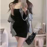Solid-Color Tight-Up Flat-Mouthed Sling Dress Women's Summer New Women's Elastic Body Low-Chestice Babes Hip Skirt