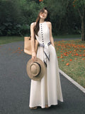 White Long Dress Women 2026 Spring And Summer New Gentle Temperament French Waistless Feeling Sleeveless Long Skirt