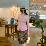 Design Sense Half-High Collar Hanging Neck Knitted Vest Women's Summer Wear 2026 New Unique Beautiful Small Sling Suit