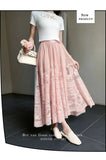Sweet Lace Hook Flower Butterfly A-Word Dress Dress 2025 Spring And Summer New Long-Skinny Dress Girl With High-Waisted Slimming Half-Dressed