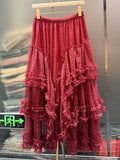 Heavy Industry Lace Splicing Mesh Dress Dress Women 2025 New A-Shaped Yarn Dress Sweet Princess Ponpong Cake Dress