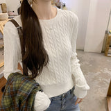Vintage Sesame Sweater Pure Cotton High-End Knitted Jersey Women 2025 New Autumn And Winter Han Idling Wearing Short Top