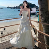 Small Luxury Sling Dress Woman 2025 New Seaside Vacation Lotus Side Temperament High-End Fishtail Dress