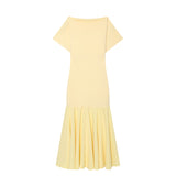 2026 Spring New Women's Bat Sleeve Splicing Long Repair Dress 2335161