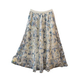 2025 New French Heavy-Bry Light Slative Three-Dimensional Flower Mesh Dress Women High-Waist A Word Loose Umbrella Skirt
