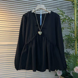 Large-Size Women's Clothing 2025 Spring And Autumn New Women's Fat Mm Long-Sleeved V-Neck Loose Thin Gas Coat To Cover The Stomach