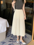 Fashion Simple Multi-Color New Bony Skirt Skirt Women High Waist Thin Solid Color Hanging Long Folded Skirt