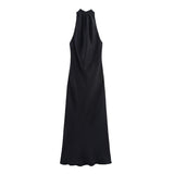 2025 Summer New Women's Temperament De-Backed Silk Densate Hanging Neck Dress Women 3274548