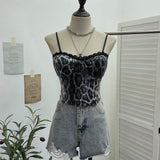 Real Shot With Chest Pad Lace Lace Sling Vest Sexy Short Leopard Patty Bra Wrapping Bra 8703