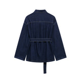 Spring 2025 New Women's Loose Strapped Casual Denim Jacket Straight Jeans Set