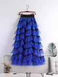 Lace Jagged Cake Skirt Net Dress Long Dress 2025 Autumn And Winter New High-Rise Thin Fairy Ponum Skirt Skirt