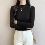 Half-High Collared Bottomed Women 2026 Autumn And Winter New Thin Cloth Cloth With Tight Sweater Slim Thin Knitting Top