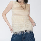 Korean Thin Tuk-Sou Vest Sleeveless Knitted Vest Summer New Super-Looking Hollow Design Feel Beautiful Top