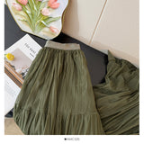 French Texture Fairy Temperament Net Dress Half Dress Autumn 2025 High-Waist A Word Fold Loose Big Skirt