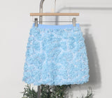 Three-Dimensional Flower Mesh Squins Tight Waist Half-Dress Women's Summer New A-B-Pack Hip Short Skirt 9103