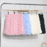 Three-Dimensional Rose Flower Half Skirt Fluffy Skirt Tight High Waist Thin A Short Skirt Woman 9099