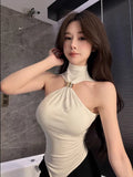 High-Level High-Neckless Sleeveless Neck Vest Woman Autumn Bodysuit Inside And Outside Wearing A Pure Desire Short Bottom Top