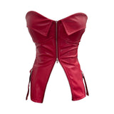 Real Shooting Hottie Retro Tender With Chest Pad Wrapped Bra Zipper Design Smear Bra Vest Short Sleeveless Top 8968