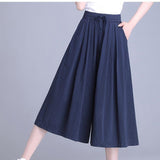 High-Rise Skirts Ladies Summer Thin 2026 New Ice Silk Broad-Legged Pants Pendant Casual Seven-Point Skirt