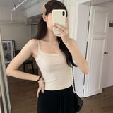 White Lace Splicing Sling Small Vest Women's Summer Shirt Outside The 2025 New Hot Girl Pure Desire Short Top