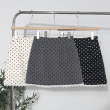 Han's Sweet Commuter Wave Half Dress Woman High Waist Thin Splicing Lace Side A Word Short Skirt 6882