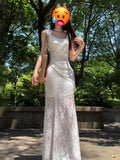 White Lace Sling Dress Women's Summer 2026 New French Temperament High-End Feel-A-Suited Ass Long Dress