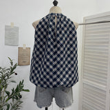 Hanging Neck Lattice Sling Vest Women 2026 Summer New Lattice Loose Sleeveless Shirt Top 9350