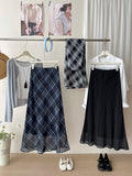 Japanese And Korean Vintage Mesh Mesh Fishtail Half-Dress Girl Spring And Summer Small Wave Dot Ocean Temperament Ass A Word Long Skirt