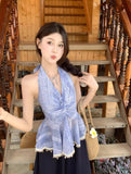 French Gentle Wind Bow Tie With Sleeveless Sling Vest Skirt 2026 Summer Kinesi Hanging Neck On The Back Of The Coat