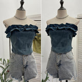 No Shoulder Strap Lotus Side Of The Shoulder Cowboy Tector Tset Bosom Tie Short Wearing Sling Vest 2713