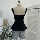 Real Shooting Layer Layer Lace Side With Chest Cushion Elastic Sling Vest A-Sided Skirt Swing Waist Thin Sleeveless Top 9322