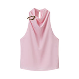 2026 Spring Women's Clothing Tycoon Hanging Neck Texture Sleeveless Small Top 8919911